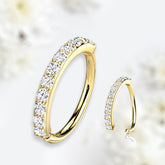 Gold 8MM 10MM Single Line Sparkling Stones Bendable Nose Hoop. Cartilage Hoop. Tragus Hoop. Helix Piercing. Nose Piercing. Nose Ring.
